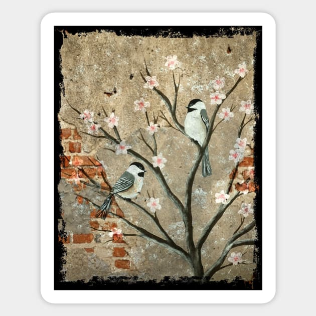 ChickaCherry Blossom Exposed Brick Sticker by SistersInArtN